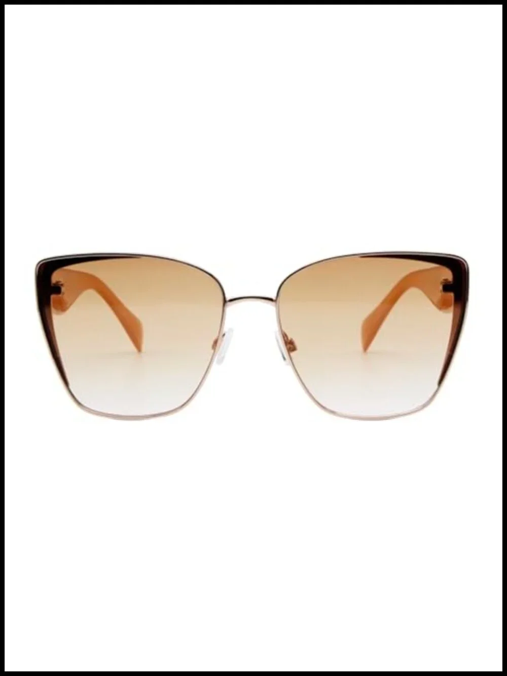 Oversized Cat-Eye Sunglasses Metal Square Frame UV400 Protection